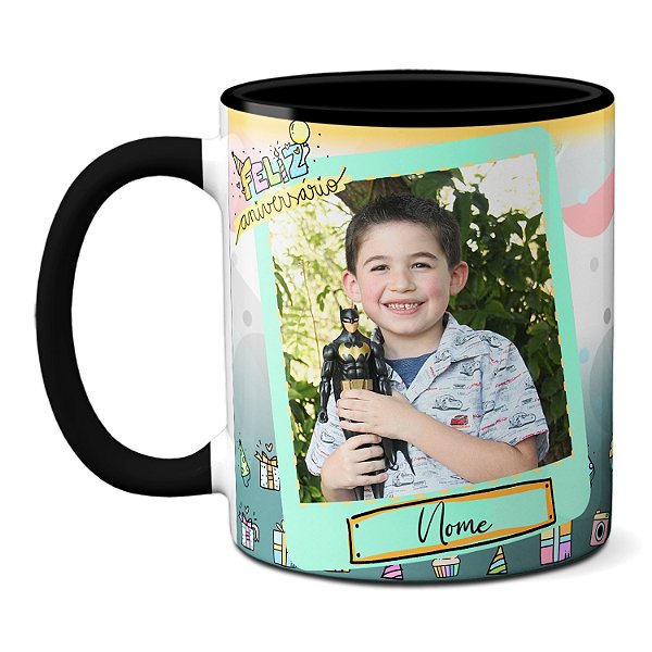 Caneca Parabéns Felicidade Faça Morada Teu Sorriso Com Foto