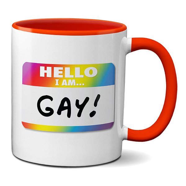 Caneca Engraçada LGBT Hello I am Gay Presente Criativo