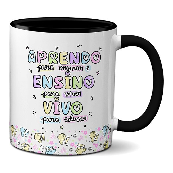 Caneca Presente Professor Aprendo Ensino Vivo Para Educar
