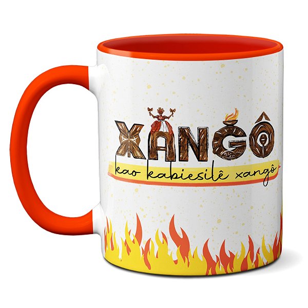Caneca Orixá Xangô Guerreiro Dominador Raios E Trovões