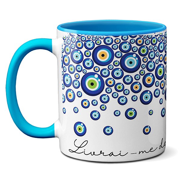 Caneca Livrai-Me De Todo O Mal, Amém! Olho Grego Presente