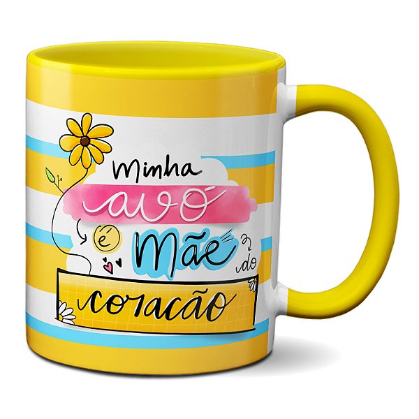 Caneca Linda Minha Avó É Mãe Do Coração Com Amor Presente