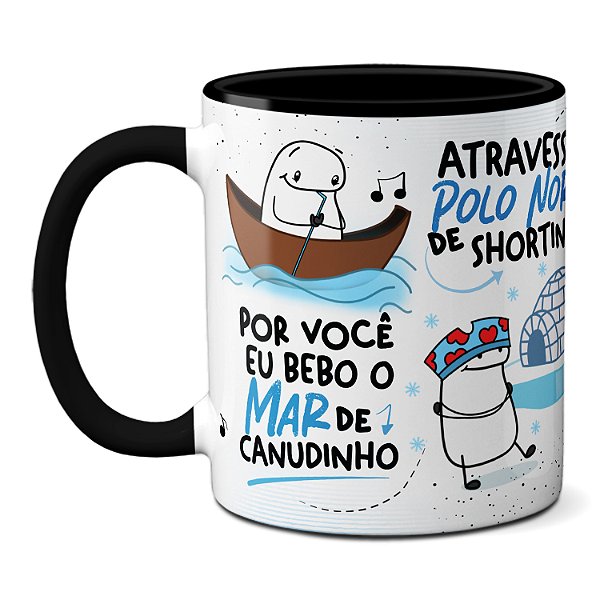 Caneca Por Você Bebo Mar de Canudinho Música Xícara Criativa