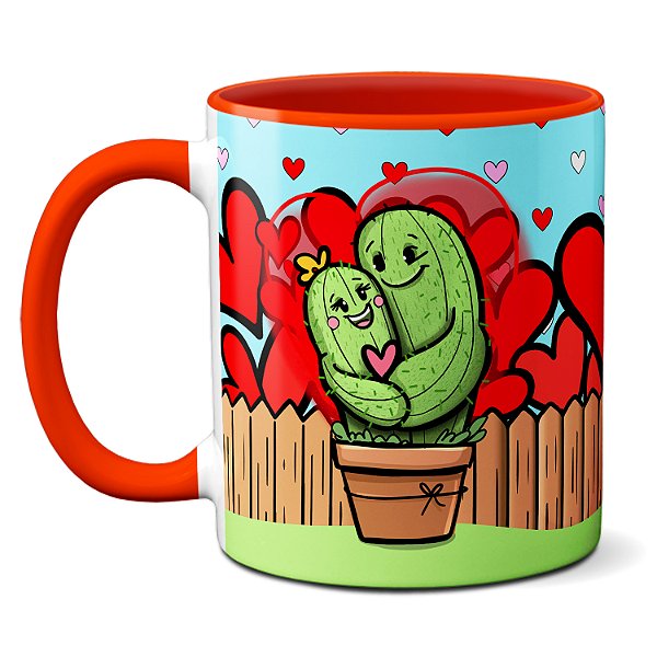 Caneca Namorados Fofinhos Cacto Que Sorte A Nossa Presente