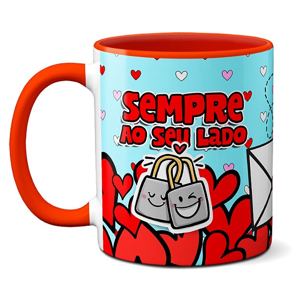 Caneca Namorados Te Amo Sempre Ao Seu lado Cadeados Fofos