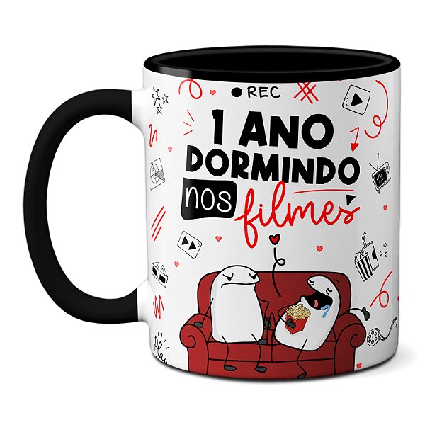 Caneca Flork Presente Namorados Há 1 Ano Dormindo Nos Filmes