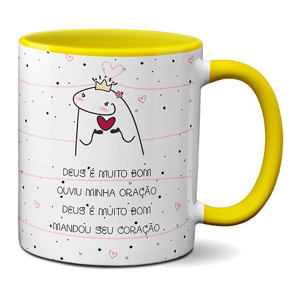 Caneca Fofa Namorados Deus É Muito Bom Me Mandou Seu Coração