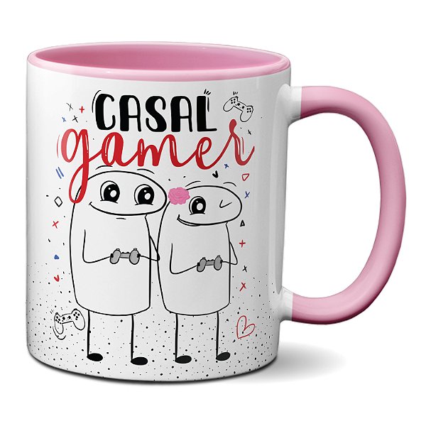 Caneca Flork Dia Dos Namorados Presente Fofo Casal Gamer