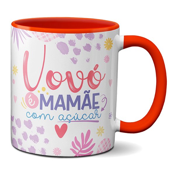 Caneca Feliz Dia Dos Avós Vovó É Mamãe Com Açúcar Presente