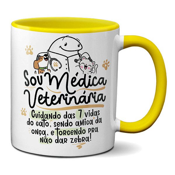 Caneca Veterinária Cuidando De 7 Vidas Amiga Da Onça Sem Dar Zebra