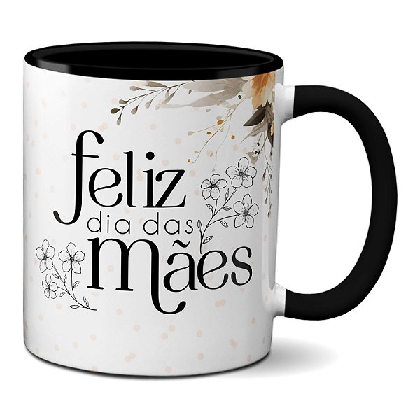 Caneca Dia das Mães Presente Feliz Dia das Mães Com Flores