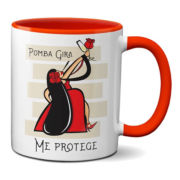 Caneca Entidade Pomba Gira Guardiã Me Protege Rosa Vermelha