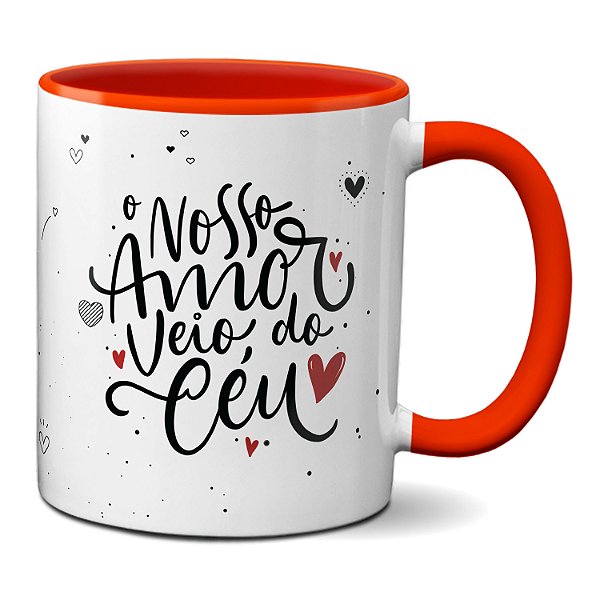 Caneca O Nosso Amor Veio Do Céu Presente Nomarados Fofos