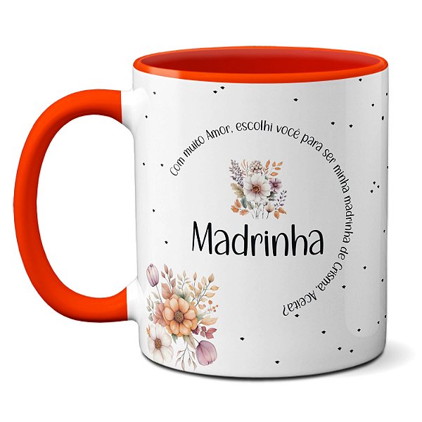 Caneca Convite para Madrinha de Crisma Com Nome Frase Amar