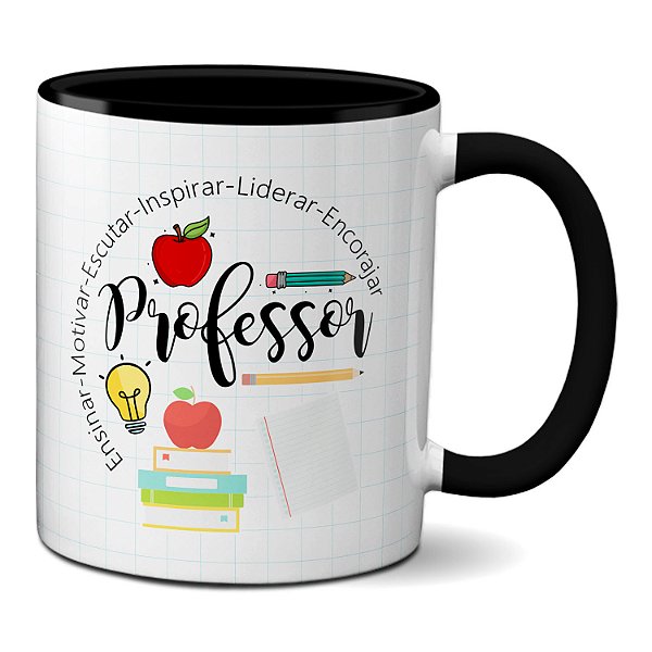 Caneca Professor Ensinar Motivar Inspirar Xícara Dia dos Professores