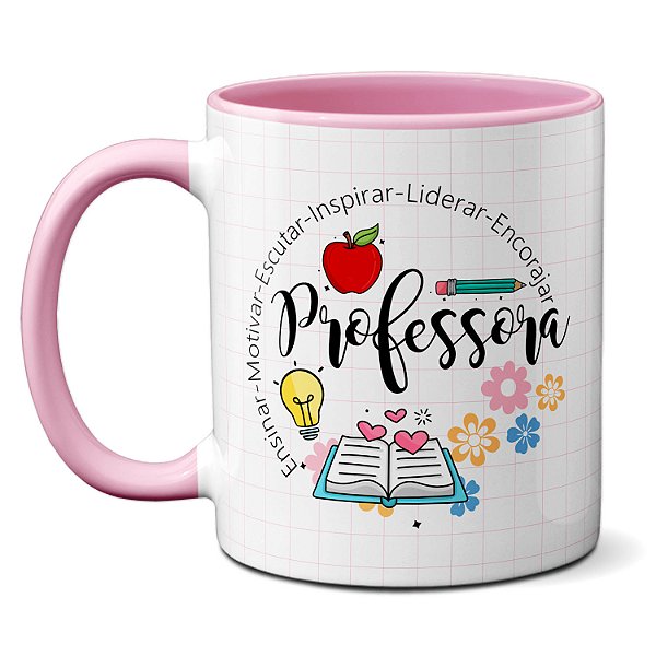 Caneca Da Professora Ensina Motiva Lidera Encoraja Frase Criativa