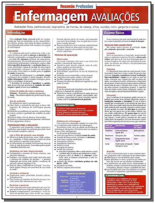 Resumao Profissoes - Enfermagem Avaliacoes