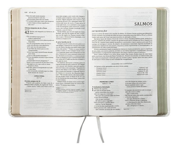 Bíblia Sagrada Católica, Letra Grande, Cruz, Couro-soft Branca, Leitura Perfeita
