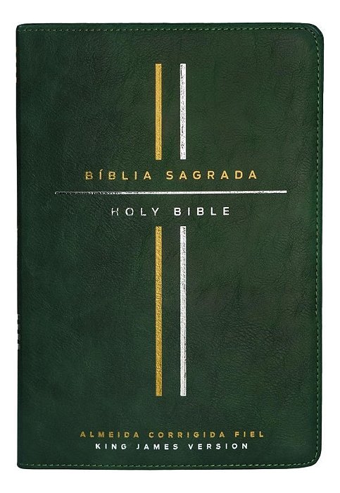 Bíblia Bilíngue, Português (ACF) - Inglês (KJV) - Couro Soft, Leitura Perfeita - Verde