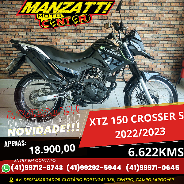 Moto Yamaha XTZ 150 Crosser S Preta 2022/2023 6.622Kms R$ 18.900,00 Pr -  Manzatti Moto Center