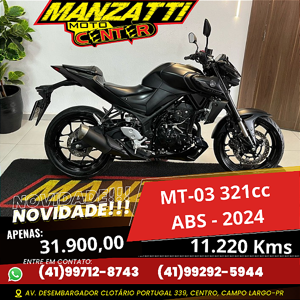 Moto Yamaha MT-03 ABS 321cc Preta 2024