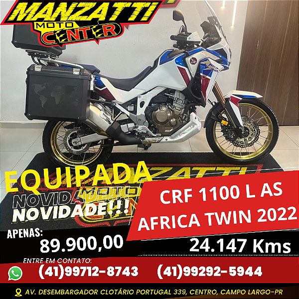 Moto Honda CRF 1100L AS Africa Twin Branca 2022 - EQUIPADA
