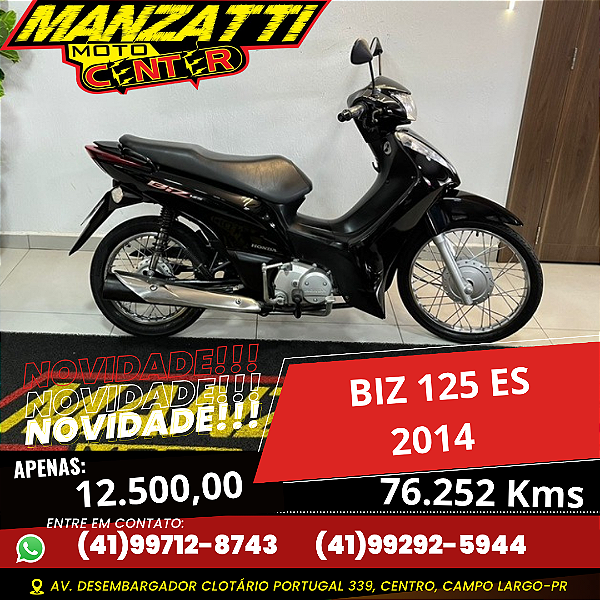Moto Honda Biz 125 Preta 2014 - Partida Elétrica