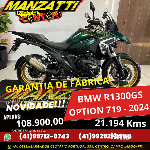 Moto BMW R1300 GS Option 719 Verde 2024 - Garantia de Fábrica