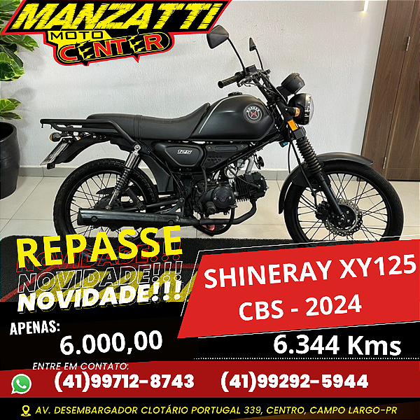 Moto Shineray XY125 6A Preta 2024 - REPASSE