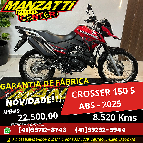 Moto Yamaha XTZ 150 Crosser S ABS Vermelha 2025 - Garantia de Fábrica