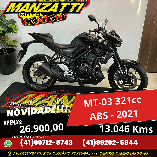Moto Yamaha MT-03 ABS 321cc Preta 2021