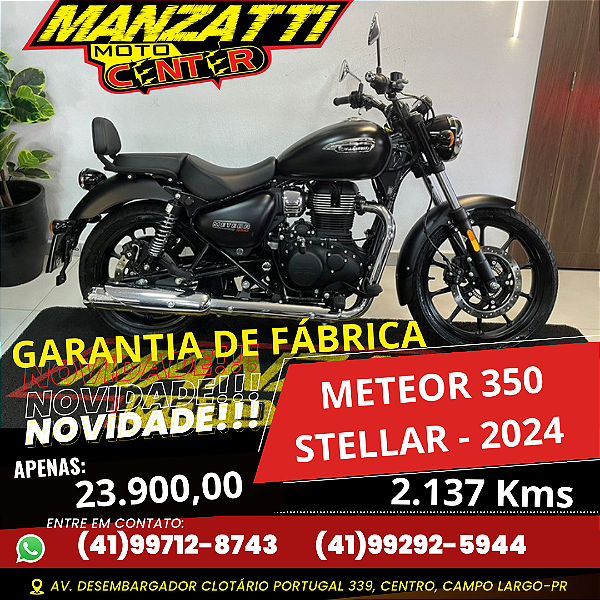 Moto Royal Enfield Meteor 350 ABS Stellar Black Preta 2024 - Garantia de Fábrica