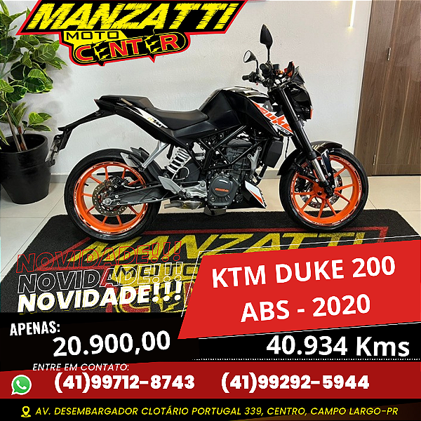 Moto KTM Duke 200 Preta 2020
