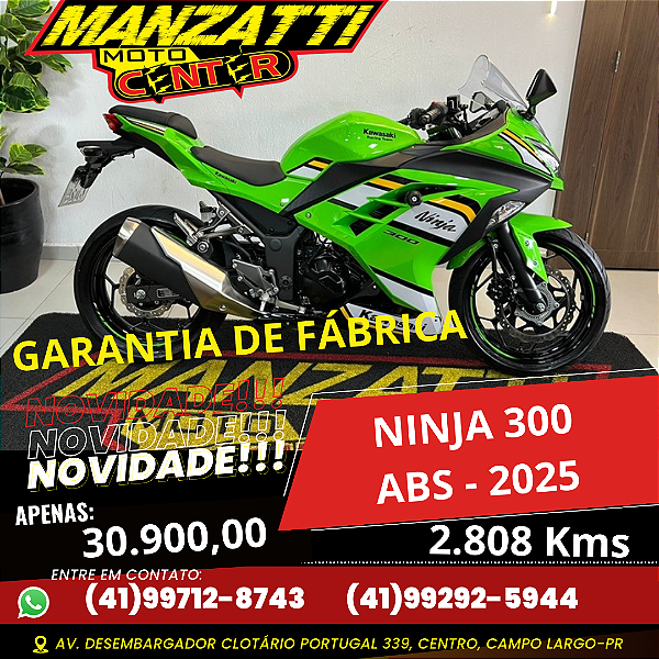 Moto Kawasaki Ninja 300 Verde 2025 - Garantia de Fábrica