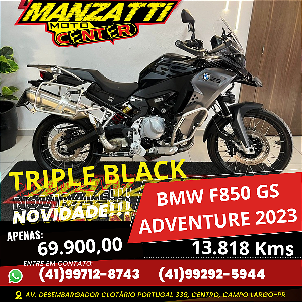 Moto BMW F850GS Adventure Preta 2023 - Triple Black
