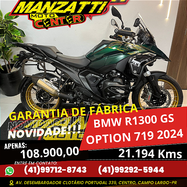Moto BMW R1300 GS Tramutana Option 719 Verde 2024 - Garantia de Fábrica