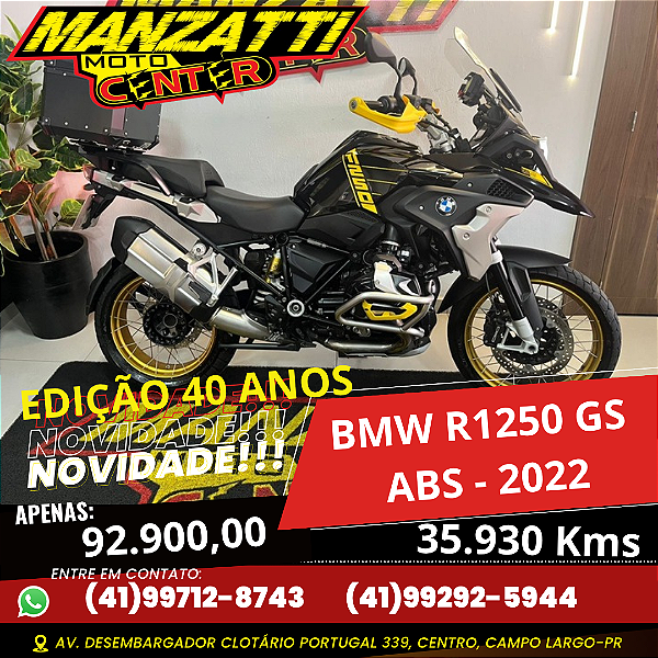 Moto BMW R1250 GS Premium Preta 2022 - Edição 40 Anos