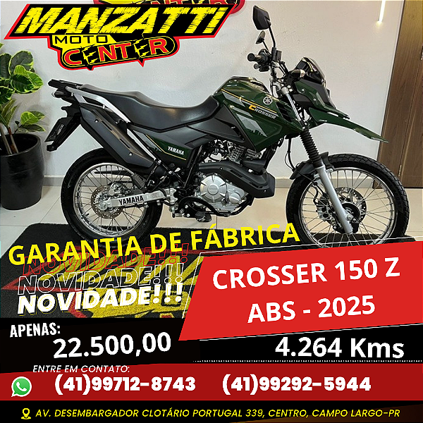 Moto Yamaha XTZ 150 Crosser Z ABS Verde 2025 - Garantia de Fábrica