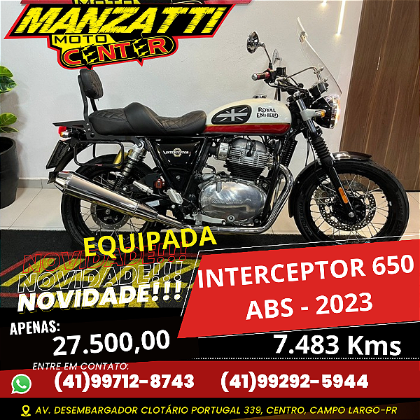 Moto Royal Enfield Interceptor 650 ABS Branca 2023 - Equipada