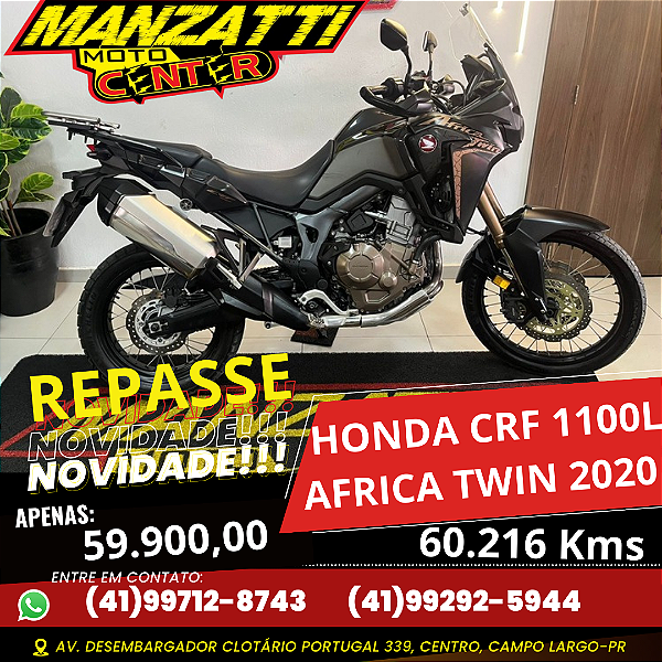 Moto Honda CRF 1100L AS Africa Twin STD Preta 2020 - REPASSE