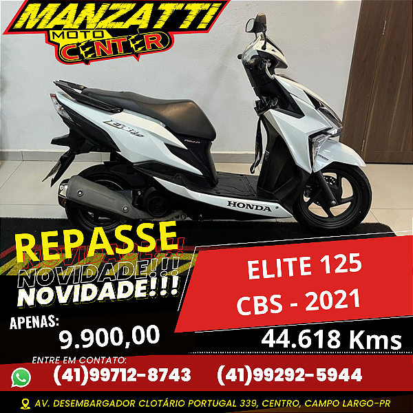 Moto Honda Elite 125 CBS Branca 2021 - REPASSE