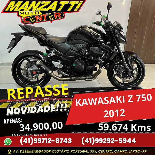 Moto Kawasaki Z750 ABS Preta 2012