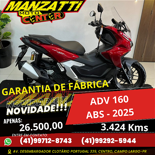 Moto Honda ADV 160 ABS Vermelha 2025 - Garantia de Fábrica