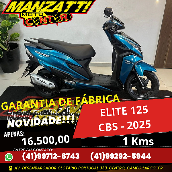 Moto Honda Elite 125 CBS Azul 2026 - Garantia de Fábrica