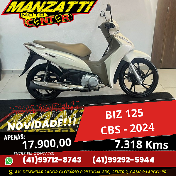 Moto Honda Biz 125 CBS Branca 2024