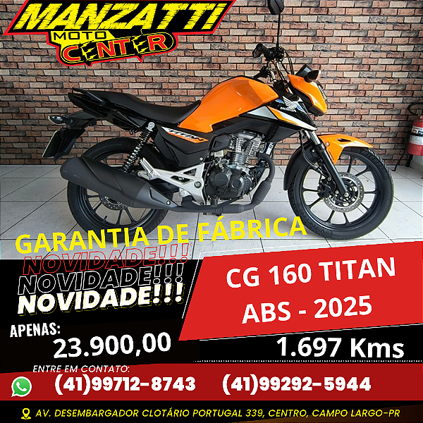Moto Honda CG 160 Titan ABS Laranja 2025 - Garantia de Fábrica