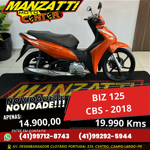 Moto Honda Biz 125 CBS Laranja 2018