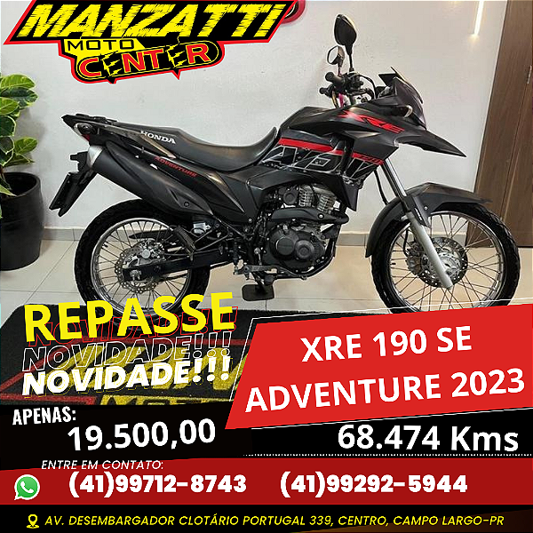 Moto Honda XRE 190 Adventure ABS Cinza 2023 - REPASSE