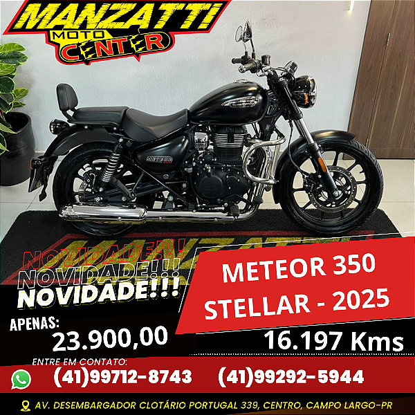 Moto Royal Enfield Meteor 350 ABS Stellar Preta 2025 - Garantia de Fábrica