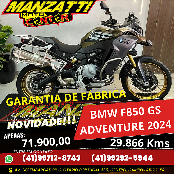 Moto BMW F850GS Adventure ABS Marrom 2024 - Garantia de Fábrica